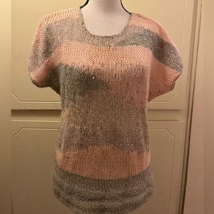 Hand Knit Pink & Gray Top